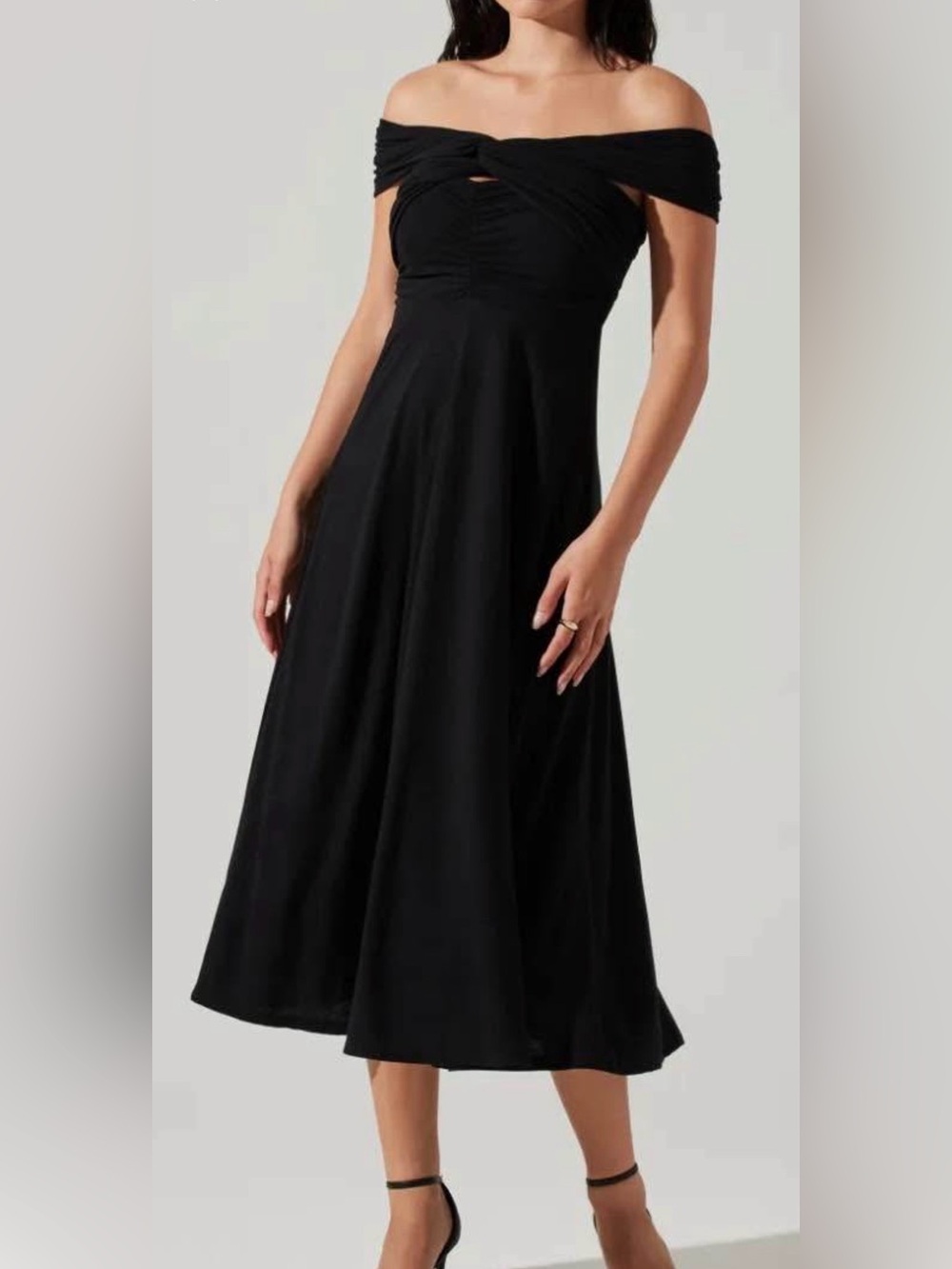 ASTR the Label Off-Shoulder Black Midi Dress NWT
